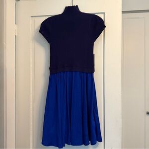 Anthropologie Blue Pleated Fit and Flare Dress 25” from armpit 15” connected top